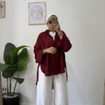 Burgundy linen shirt