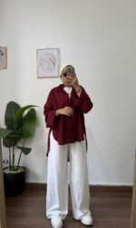 Burgundy linen shirt