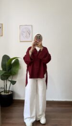 Burgundy linen shirt - Image 3